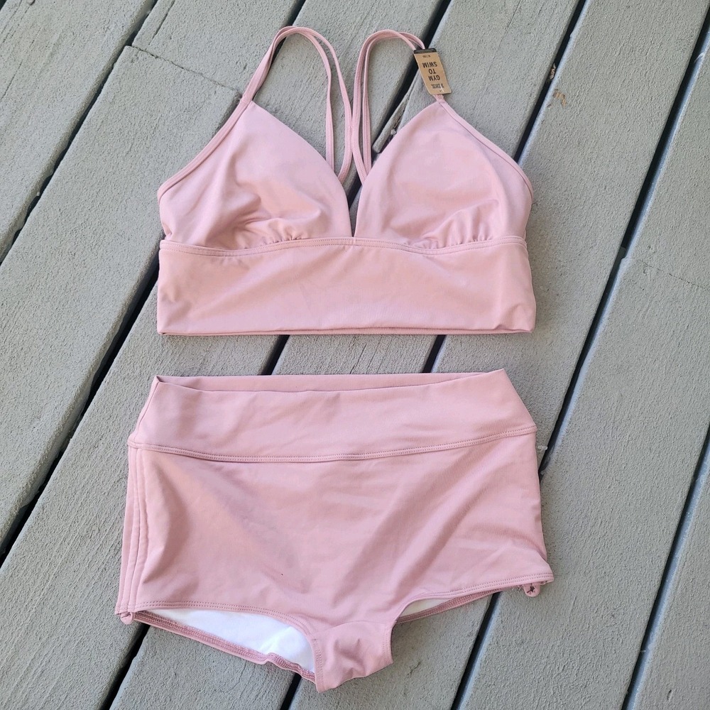Victoria's Secret Gym To Swim Shorts Bralette Dusty Rose Pink NWT Large XL